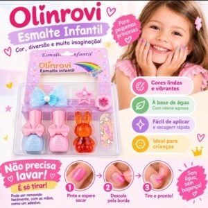 Kit de Esmalte Infantil: Fórmula à base de água e fácil de remover (descolável).