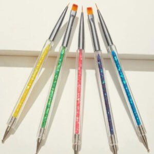 Kit C/5 Unidades - para Nail Art - Pincel de ponta dupla e kit de ferramentas para pontilhar