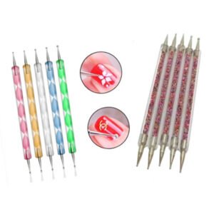 Kit Boleador Pincel Ponta Dupla Para Decoração De Unha