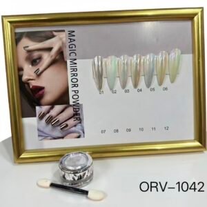 12unidades Pó Cromado Espelhado ORV-1042 para Unhas | Efeito Aurora Perolado | Nail Art Profissional | 6 Cores mistura