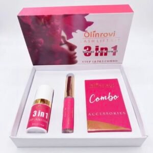 Kit de Lifting de Cílios 3 em 1 da Olinrovi (Olinrovi Lash Lift Kit 3 in 1 - Step 1 & 2 & 3 Combo), utilizado principalmente para curvar e modelar os cílios de forma semipermanente.