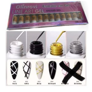 Kit Esmalte em Gel Line Art UV/LED 10ml – Gel para Desenho Fino Nail Art