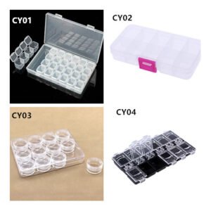 Caixa De Armazenamento De Plástico Portátil Para Gemas De Unha, Pó De Glitter, Strass E Miçangas.