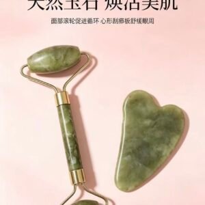 Rolo Facial Jade Verde  Face Massage Roller Pedra Gua Sha