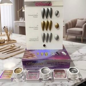 unha gel Diamante Metal Espelho